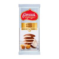Шоколад в плитках Россия Щедрая Душа молочный и белый с кокосом, 82г