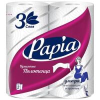 Бумажные полотенца Papia в рулоне, белые, 3 слоя, 2 рулона
