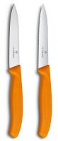 Набор ножей Victorinox Swiss Classic д/овощей, заточка прямая и серрейторная, 2шт/блистер, оранж