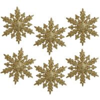 Набор декоративных украшений Снежинки, 6 шт.,цвет золотой 80388