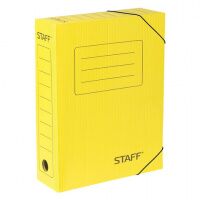 Архивная папка на резинках Staff желтая, А4, 75мм