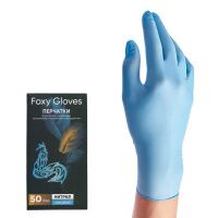 Перчатки нитриловые Foxy Gloves New L, голубые, 100шт (50 пар)