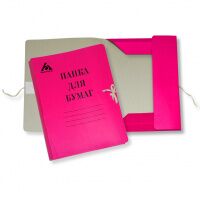 Картонная папка на завязках Бюрократ розовая, А4, до 150 листов