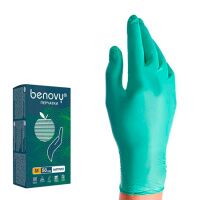 Перчатки нитриловые Benovy Nitrile MultiColor р.M, 7.6г, зеленые, 50 пар НДС20%