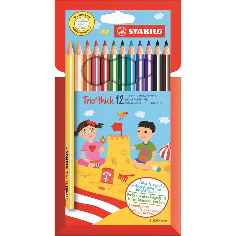 фото: Набор цветных карандашей Stabilo Trio Jumbo 203 12 цветов, трехгранные