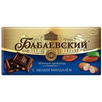 Шоколад в плитках Бабаевский темный, с цельным миндалем, 100г