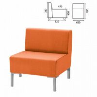 Кресло мягкое 'Хост' М-43, 620х620х780 мм, без подлокотников, экокожа, оранжевое