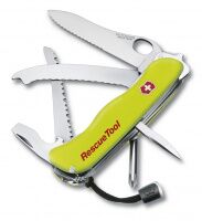 Нож перочинный Victorinox RescueTool One Hand с фиксатором 15 функций, желтый люминисцентный