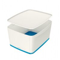 Короб для хранения с крышкой Leitz MyBox большой, бело-синий, 52161036