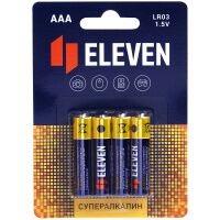 Батарейка Eleven Super AAA LR03, алкалиновая, 4шт/уп
