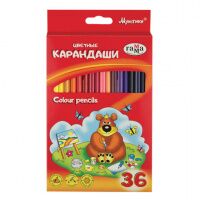 Карандаши цветные ГАММА 'Мультики', 36 цветов, заточенные, трехгранные, картонная упаковка, 05091810