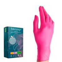 Перчатки нитриловые Benovy Nitrile MultiColor р.М, 7.6г, розовые, 50 пар НДС20%