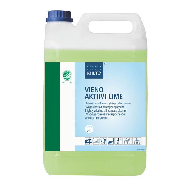 фото: Универсальное моющее средство Kiilto Vieno Aktiivi Lime 5л, с ароматом лайма, для водостойких поверх