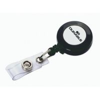 Держатель-рулетка для бейджа Durable с клипом, темно-серый, 80см, на кнопке, 10 шт/уп, 8152-58