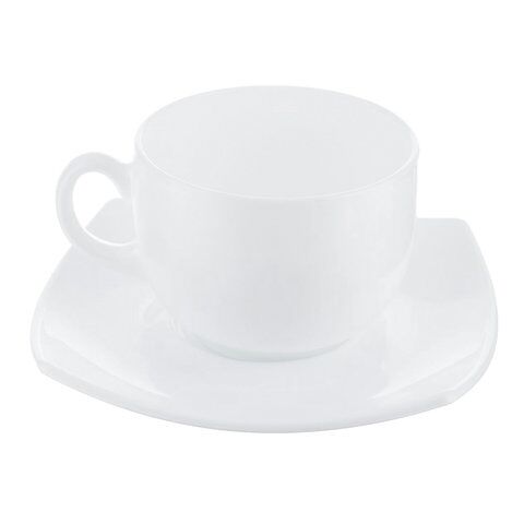 фото: Набор чайный на 6 персон, 6 чашек 220 мл и 6 блюдец, белое стекло, 'Quadrato white', LUMINARC, E8865