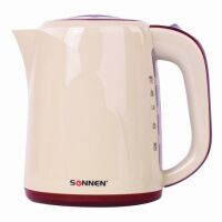 Чайник электрический Sonnen KT-002 бежевый/красный, 1.7л, 2200 Вт