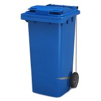 Контейнер-бак для мусора на колесах Iplast 240л, синий, с крышкой, с педалью, 24.C21