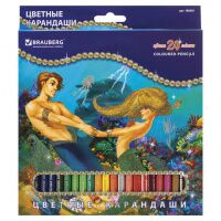 Набор цветных карандашей Brauberg Морские легенды 24 цвета