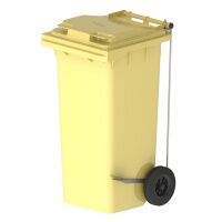 Контейнер-бак для мусора на колесах Iplast 240л, желтый, с крышкой, с педалью, 24.C21