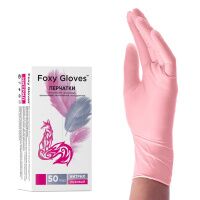 Перчатки нитриловые Foxy Gloves р.M, розовые, 50 пар