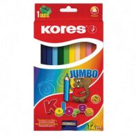 Набор цветных карандашей Kores 12 цветов, трехгранные, с точилкой, 93312.01