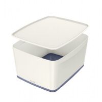 Короб для хранения с крышкой Leitz MyBox большой, бело-серый, 52161001