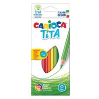 Карандаши цветные CARIOCA 'Tita', 12 цветов, пластиковые, грифель 3 мм, шестигранные, европодвес, 42