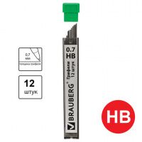 Грифели для механических карандашей Brauberg Hi-Polymer 180446 HB, 0.7мм, 12шт