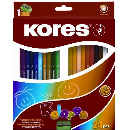 фото: Набор цветных карандашей Kores 24 цвета, с точилкой, 96324.01