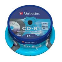Диск CD-R Verbatim 700Mb, 52x, Cake Box, 25шт/уп, Print