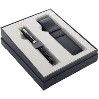 Набор Parker 'Sonnet Black CT': ручка перьевая 1,0мм и чехол из экокожи, подар. уп.