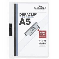 Пластиковая папка с клипом Durable Duraclip plus белая, А5, до 30 листов, 2217-02