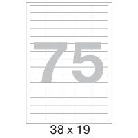 Этикетки самоклеящиеся Pro Mega Label 38х19мм, белые, 75шт на листе А4, 100 листов