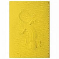 Обложка для паспорта натуральная кожа плетенка, с ящерицей, желтая, STAFF 'Profit', 237205