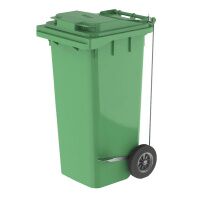 Контейнер-бак для мусора на колесах Iplast 120л, зеленый, с крышкой, с педалью, 23.C21