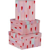 Набор квадратных коробок 3в1, MESHU 'Stylish pink', (19,5*19,5*11-15,5*15,5*9см)