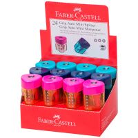 Точилка пластиковая со 'шторкой' Faber-Castell 'Grip Auto Mini' 1 отверстие, контейнер, розовая/бирю
