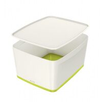 Короб для хранения с крышкой Leitz MyBox большой, бело-зеленый, 52161064