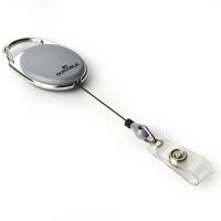 Держатель-рулетка для бейджа Durable с клипом, серый, 80см, на кнопке, 10 шт/уп, 8324-10