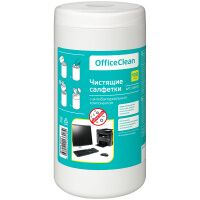 Салфетки чистящие для мониторов Officeclean антибактериальные, 100шт/уп, в тубе