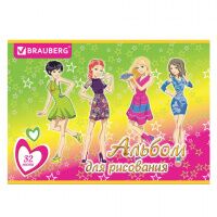 Альбом для рисования Brauberg Kids Series Подружки, А4, 100 г/м2, 32 листа, на скрепке