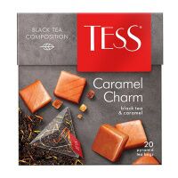 Чай Tess Caramel Charm (Карамель Шарм), черный, в пирамидках, 20 пакетиков