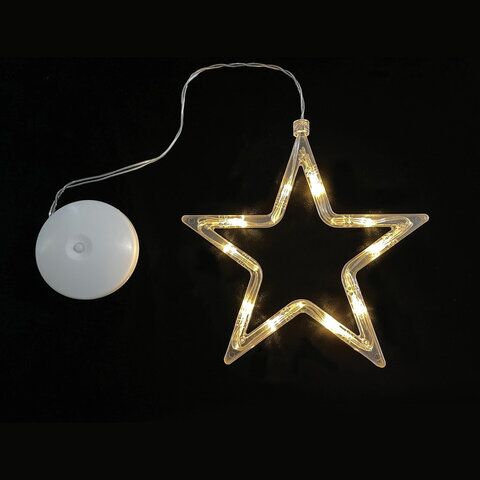 фото: Световая фигура на присоске ЗОЛОТАЯ СКАЗКА 'Звезда', 10 LED, на батарейках, теплый белый, 591278
