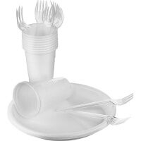 Набор одноразовой посуды Shl Столовый бело-прозрачный, на 10 персон