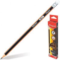 Набор чернографитных карандашей Maped Black Pep's 2B, с ластиком, 12шт