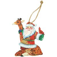 Елочное украшение из фанеры 'Дед мороз на жирафе'