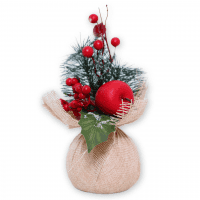 Фигура декоративная Новогодний букет с яблочком в мешочке