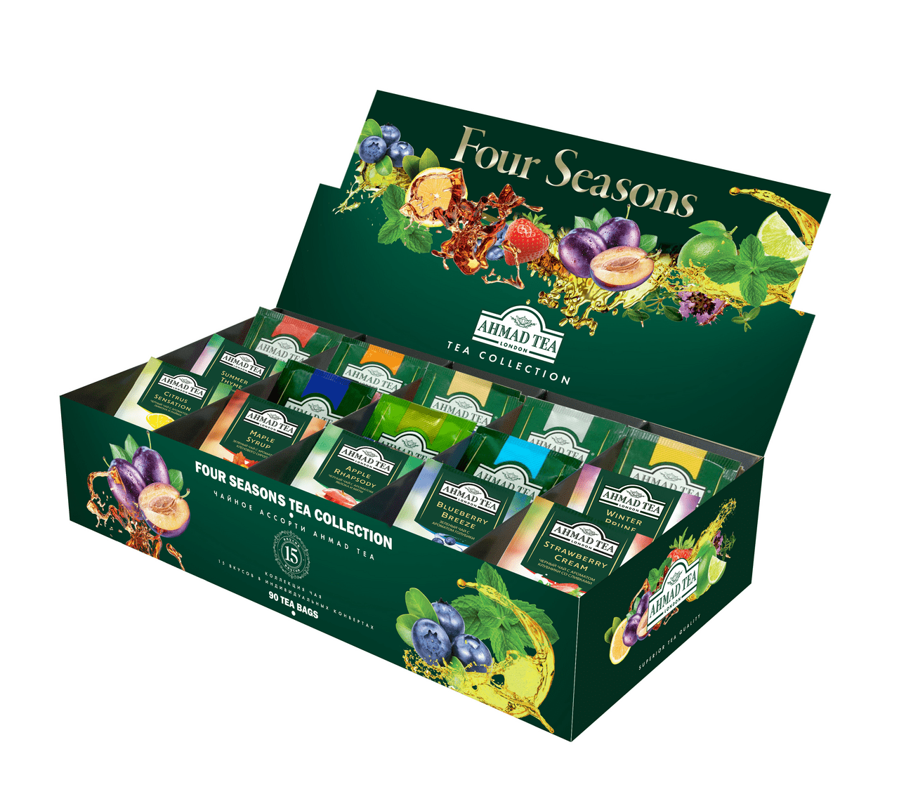 фото: AHMAD TEA Чайный набор ассорти «Four Season’s» 15 вкусов в картонной коробке 90 саше