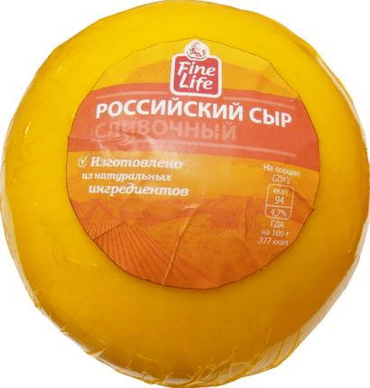 фото: Сыр полутвердый Fine Life Российский сливочный 50%, 1кг