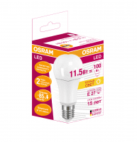 Лампа светодиодная Osram 11.5Вт, E27, 2700К, теплый белый свет, груша